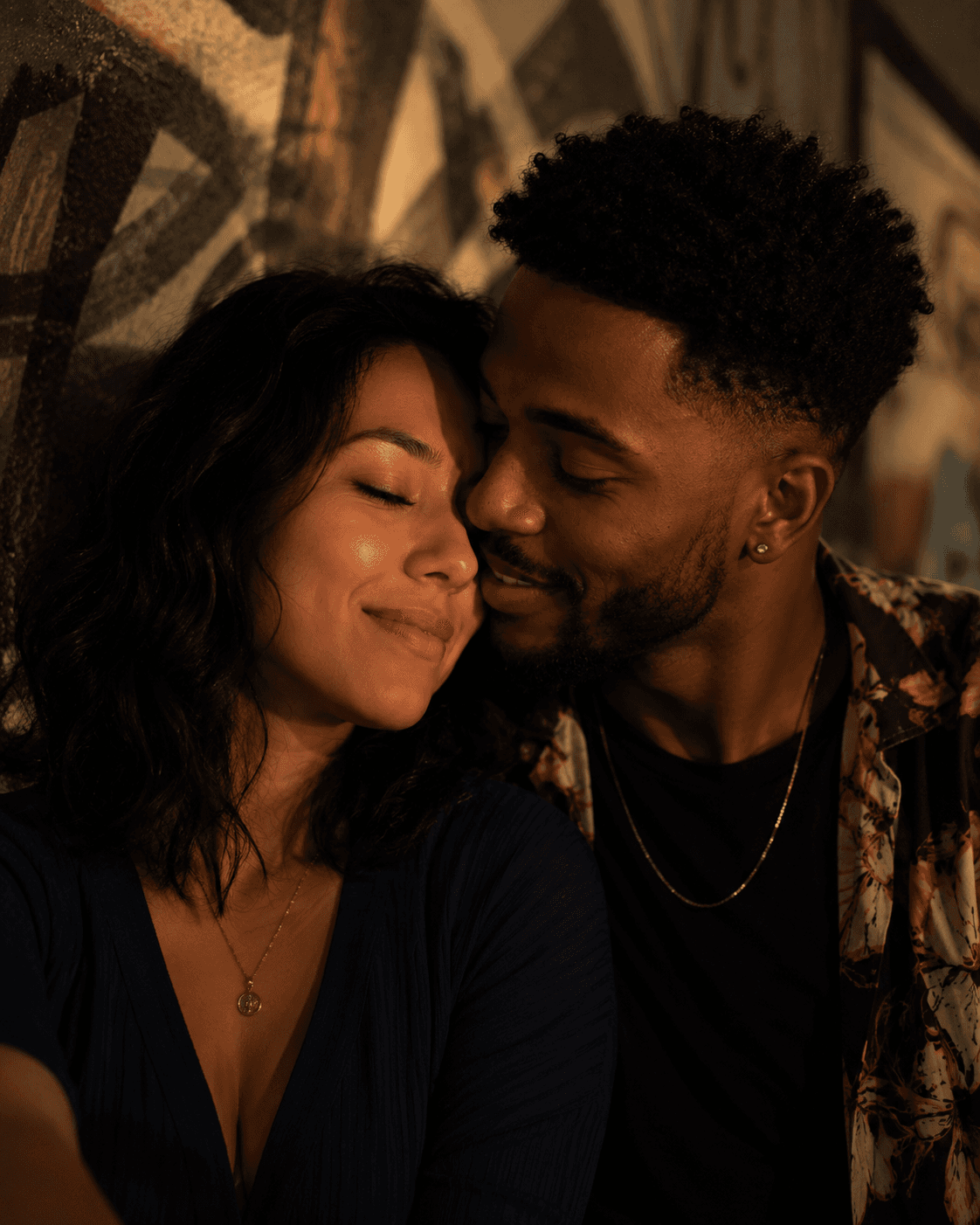 Two people sharing a close, relaxed moment together